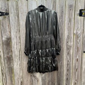 Nanette Lepore High neck Metallic Gray Cocktail Dress size 14